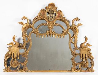 19TH C. CHINESE CHIPPENDALE STYLE GILTWOOD MIRROR