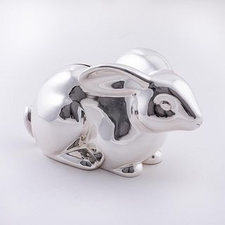 TIFFANY & CO. STERLING RABBIT FORM COIN BANK