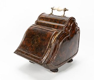 LATE 19TH C. ENGLISH TOLE PAINTED COAL SCUTTLE