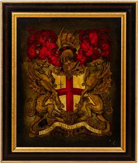 CITY OF LONDON COAT OF ARMS, REVERSE PAINTING