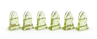 6 BACCARAT "TRANQUILITY" PLACE CARD HOLDERS, GREEN