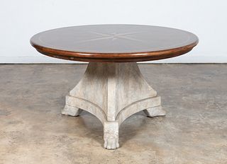 EMPIRE STYLE DINING TABLE, INLAID CIRCULAR TOP