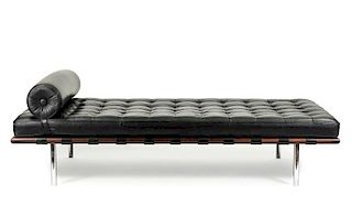 Barcelona Chrome & Walnut, Leather Couch or Daybed