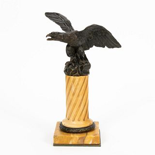 19TH C. FRENCH BRONZE EAGLE ON SIENNA MARBLE BASE