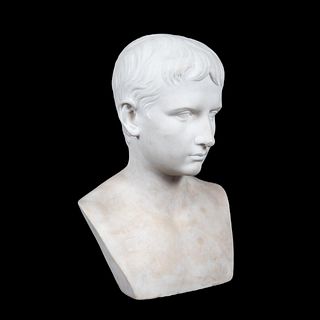 ITALIAN GRAND TOUR CARVED MARBLE BUST OF CAESAR