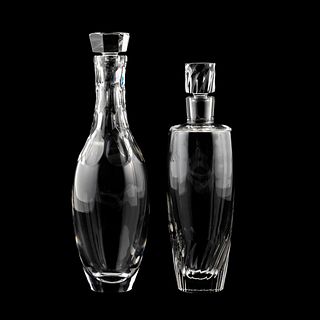 TWO STEUBEN MODERN CRYSTAL DECANTERS
