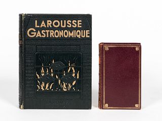 2 FRENCH LEATHER BOUND BOOKS ON THE ART OF FOOD