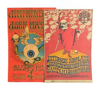 2 Vintage Bill Graham Concert Poster Lithographs