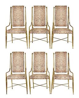 Set of 6 Mastercraft Brass Dining Chairs