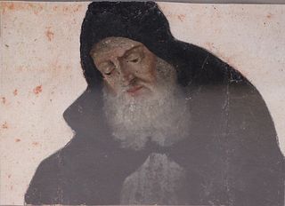 Old Master Oil On Paper Portrait Of a Monk ?