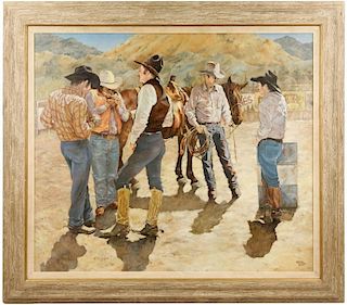 Mary Lou Slinkard, Oil on Canvas, "Cowboys"