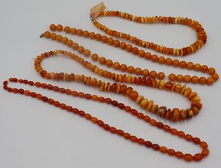 JEWELRY. (4) Assorted Beaded Amber Necklaces.