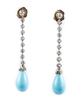 Pair of Laura Munder 18k Gold & Diamond Earrings