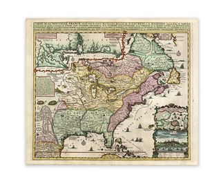 Chatelain, Henri Abraham. Carte de la Nouvelle France, o se voit le cours des Grandes Rivieres de S.Laurens & de Mississipi É