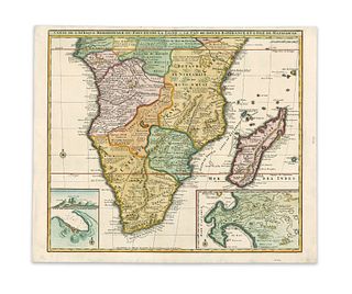 Leth, Henrik de. Carte de l' Afrique Meridionale ou Pays entre la Ligne & le Cap de Bonne Esperance et l' Isle de Madagascar. Par la Veuve de Nicolas 