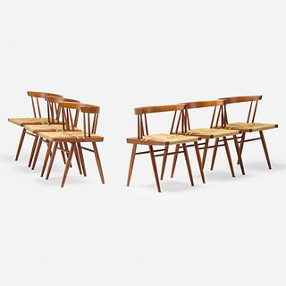 George Nakashima, Grass-Seated chairs, set of six