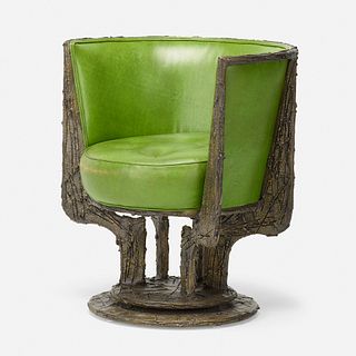 Paul Evans, Sculpted Bronze swivel chair, model PE 141