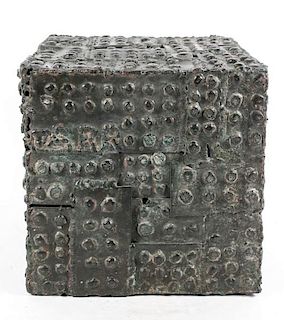 William Tarr Bronze Brutalist Sculpture, 12" Cube