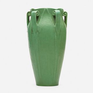 Annie Lingley for Grueby Faience Company, five-handled fern vase