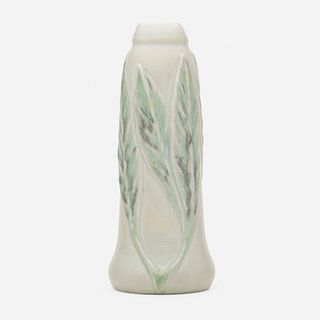 Artus Van Briggle for Van Briggle Pottery, Early vase with leaves