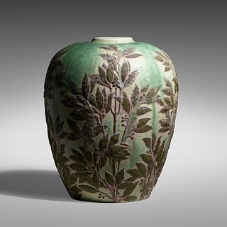 Taxile Doat, vase with laurel leaves