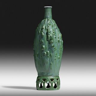 Taxile Doat for University City, Exceptional and Rare gourd vase and reticulated stand