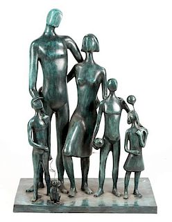 Jose Almanzor Bronze Figural Sculpture, "Family"