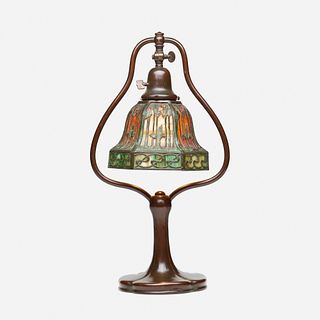 Handel, tropical palm overlay desk lamp