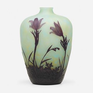 Daum, vase with lilies