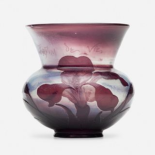 Daum, verrerie parlante vase with iris