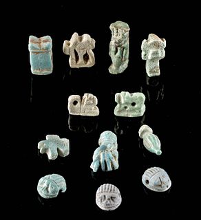 Lot of 12 Miniature Egyptian Faience Amulets