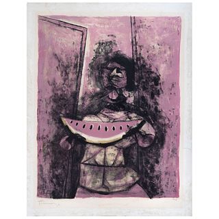 RUFINO TAMAYO, Mujer con sandía, 1950, Signed, Lithography LIX / LX, 21.4 x 16.7" (54.6 x 42.5 cm)