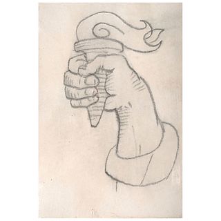 FERMÍN REVUELTAS, Antorcha libertaria, Unsigned, Pencil on paper, 6.6 x 4.4" (16.9 x 11.2 cm)