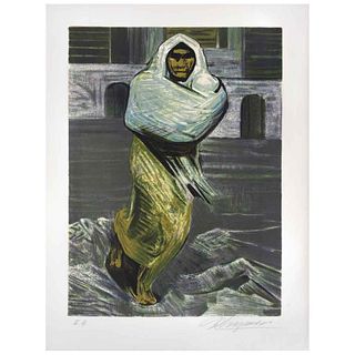 DAVID ALFARO SIQUEIROS, Mujer en la cárcel, from the series Mountain Suite, 1969, Signed, Lithography E. A. , 20.8 x 15.7" (53 x 40 cm)