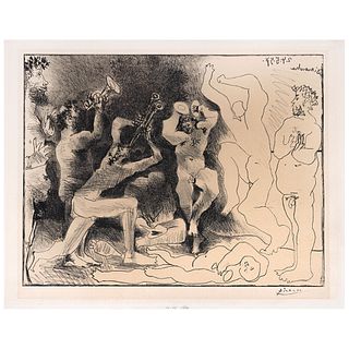 PABLO PICASSO, La danse des faunes, Signed and dated in plate 24.5.57, Lithograpy without print number, 15.9 x 20.6" (40.5 x 52.5 cm)