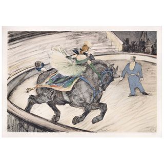 HENRI TOULOUSE - LAUTREC, from the series Au Cirque, Plate signing with monogram, Lithography without print number, posthumous edition, 7.7 x 11.4"