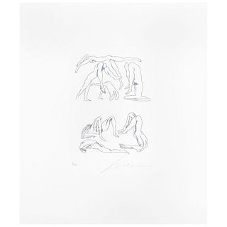 JOSÉ LUIS CUEVAS, Contorsionistas, Signed, Etching 7 / 100, 11 x 8" (28 x 20.5 cm), Document