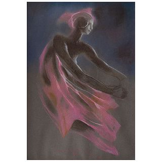 GUILLERMO MEZA, Figura meditando, Signed and dated 90 with monogram, Pastels on paper, 18.8 x 12.9" (48 x 33 cm), Document