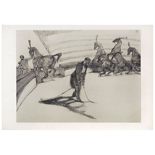 HENRI TOULOUSE - LAUTREC, From the series Au Cirque, F on plate, Lithography w/o print number, posthumous edition, 7.4 x 9.8" (19 x 25 cm), Document