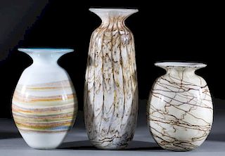 Group of 3 Nourot Glass Studio vases.