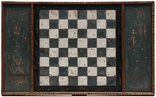 AN UNUSUAL 19TH C. AMERICAN GAME BOARD IN TIGER MAPLE