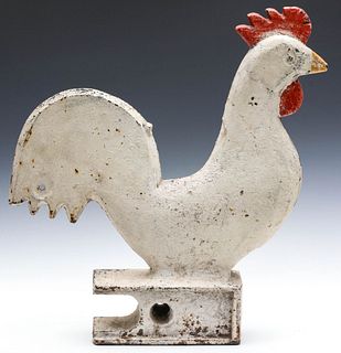 AN ELGIN IRON ROOSTER WINDMILL WEIGHT IN ORIGINAL PAINT
