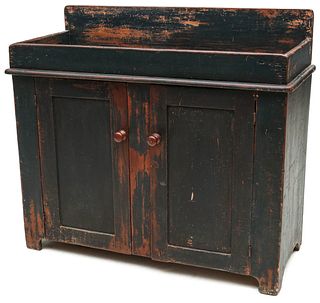 A GOOD 19TH C AMERICAN DRY SINK IN ORIGINAL GREEN PAINT