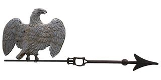 A LIGHTNING ROD WEATHER VANE WITH EAGLE CIRCA 1900