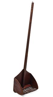 AN UNUSUAL LONG HANDLED CRANBERRY SCOOP IN RED STAIN