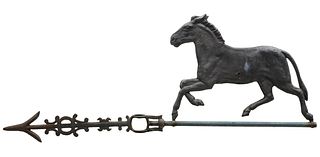 A LIGHTNING ROD WEATHER VANE WITH TROTTING MULE C. 1900