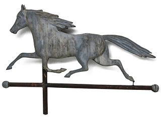 A FINE 19TH C. MOLDED ZINC TROTTING HORSE WEATHER VANE