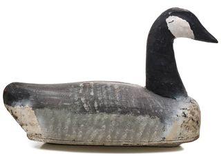 A MONUMENTAL PAINTED WOOD CANADA GOOSE WORKING DECOY