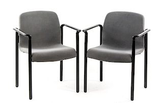 Pair of Gray & Black Herman Miller Armchairs