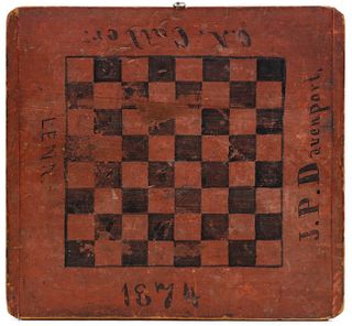 A RARE NAMED BITTERSWEET PAINT GAME BOARD DATED 1874